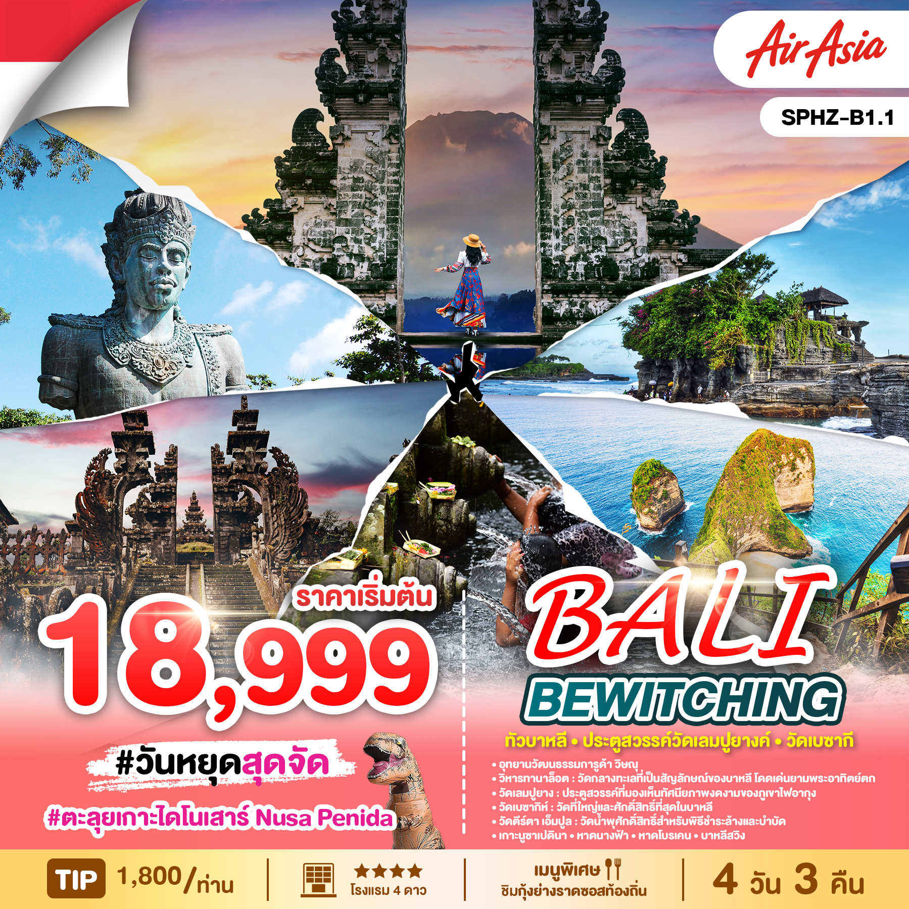 ทัวร์อินโดนีเซีย BEWITCHING BALI 4วัน 3คืน (FD)